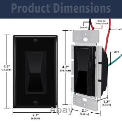 Dimmer noir Decora monopolaire/3 voies LED/600W incandescent paquet de 20