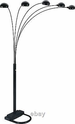 Grande lampe sur pied noire avec bras réglables et interrupteur gradateur d'arc de 5, 84''H