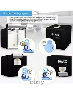 Havox Hpb-40xd Photo Studio Light Box Avec 4 Barres Led & Interrupteur De Gradateur, 16x16x16