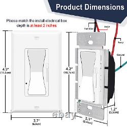 Interrupteur Dimmer 20PK Simple Pôle ou Interrupteurs Dimmer à 3 Voies, Plaque Murale Incluse