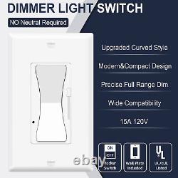 Interrupteur Dimmer 20PK Simple Pôle ou Interrupteurs Dimmer à 3 Voies, Plaque Murale Incluse