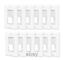 Interrupteur à gradateur à trois voies 15A 112V pour CFL 600W LED 150W avec couvercle de plaque 12PK