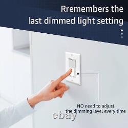 Interrupteur à gradateur de lumière 3 voies avec fil neutre, LED CFL non requis avec plaque ETL 12PCS