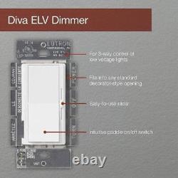 Interrupteur à gradation Diva pour basse tension électronique, 300 watts/monopôle ou 3 voies