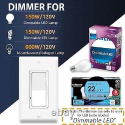 Interrupteur à variateur de lumière à 3 voies sans fil neutre LED CFL non requis avec plaque ETL 12PCS