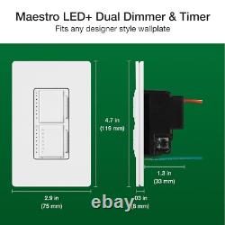Interrupteur à variateur et minuteur Maestro LED+ Dual pour lumières ou ventilateurs 75 watts LED
