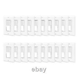 Interrupteur de lumière à gradateur 20PackK pour lumières LED/CFL dimmables de 150W, plaque murale incluse.