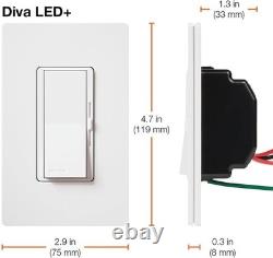 Interrupteur de lumière à variateur Diva LED+ pour ampoules LED, halogènes et incandescentes dimmables