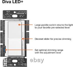 Interrupteur de lumière à variateur Diva LED+ pour ampoules LED, halogènes et incandescentes dimmables