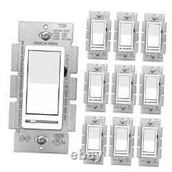 Interrupteur de lumière atténuateur de pack, monopôle ou 3 voies, interrupteurs atténuateurs LED, blanc 10