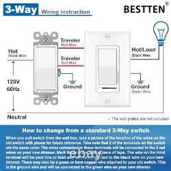 Interrupteur de lumière atténuateur de pack, monopôle ou 3 voies, interrupteurs atténuateurs LED, blanc 10