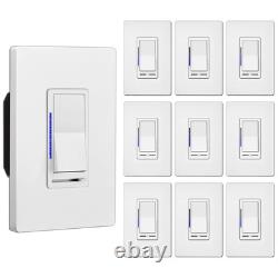 Interrupteur de lumière dimmable numérique 10 pièces avec indicateur LED, monopolaire ou 3 voies