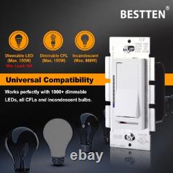 Interrupteur de lumière dimmable numérique 10 pièces avec indicateur LED, monopolaire ou 3 voies