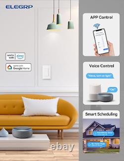 Interrupteur de lumière intelligente ELEGRP Smart Dimmer DTR30, monopôle ou 3 voies, Wi-Fi 2,4 GHz Touch