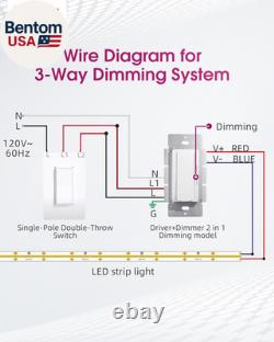 Interrupteur dimmer et driver LED dimmable 24V 60W 2 en 1, certifié UL monopolaire Interrupteur dimmer et driver LED dimmable 24V 60W 2 en 1, certifié UL monopolaire