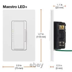 Interrupteur gradateur LED+ Lutron pour ampoules LED, 150 W en 1 pôle ou en plusieurs endroits (lot de 6)
