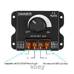 Interrupteur gradateur LED Réglage de luminosité de la bande lumineuse à LED avec bouton de gradation PWM 12V24V 30A