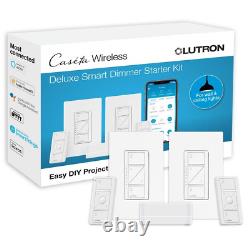 Interrupteur gradateur intelligent Lutron Caseta Deluxe (kit de 2) avec le concentrateur intelligent Caseta.