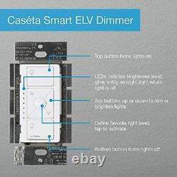 Interrupteur gradateur intelligent Lutron Caséta pour ampoules ELV+ 250W LED, PD-5NE-WH, blanc.