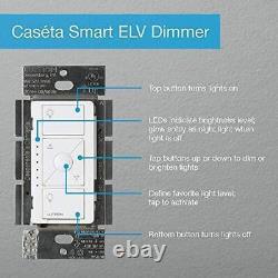 Interrupteur gradateur intelligent Lutron Caséta pour ampoules ELV+, 250W LED, PD-5NE-WH, blanc