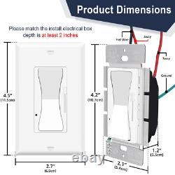 Interrupteur variateur 3 voies 15A 120V pour CFL 600W LED 150W avec plaque de couverture 20PK