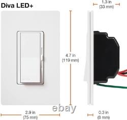 Interrupteur variateur LED+ Diva 150 watts pour ampoules LED et halogènes, lot de 3