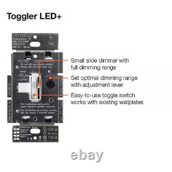 Interrupteur variateur LED+ avec plaque murale pour ampoules LED dimmables, 150W avec monopolaire