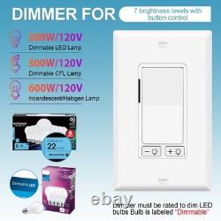 Interrupteur variateur LED dimmable répertorié ETL 20 pièces, 3 voies/unipolaire, 7 niveaux de variation, 120 V