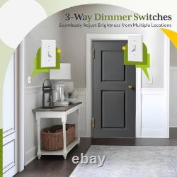 Interrupteur variateur à bascule pour LED, CFL et incandescence, blanc, simple allumage / va-et-vient