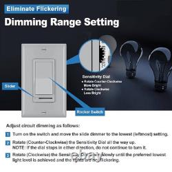 Interrupteur variateur à rocker gris pour ampoules LED, halogènes et incandescentes dimmables, Sing