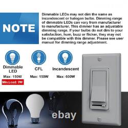 Interrupteur variateur à rocker gris pour ampoules LED, halogènes et incandescentes dimmables, Sing