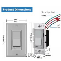 Interrupteur variateur à rocker gris pour ampoules LED, halogènes et incandescentes dimmables, Sing