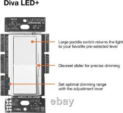 Interrupteur variateur d’éclairage Diva LED+ pour LED, halogène et ampoules à incandescence à intensité variable