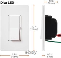 Interrupteur variateur d’éclairage Diva LED+ pour LED, halogène et ampoules à incandescence à intensité variable