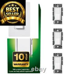Interrupteur variateur d’éclairage Lutron Diva LED+ pour LED à intensité variable, halogène, lot de 3, blanc Interrupteur variateur d’éclairage Lutron Diva LED+ pour LED à intensité variable, halogène, lot de 3, blanc