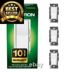 Interrupteur variateur d’éclairage Lutron Diva LED+ pour LED à intensité variable, halogène, lot de 3, blanc