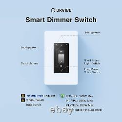 Interrupteur variateur d'éclairage ORVIBO Matter Smart Touchscreen, commutateur tactile intelligent WiFi 2,4 GHz.