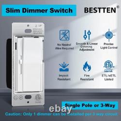 Interrupteur variateur de lumière super mince 12 pièces, monopolaire ou variateur 3 voies