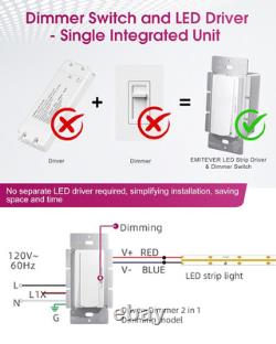 Interrupteur variateur et pilote LED dimmable 24V 60W 2 en 1, homologué UL à pôle unique