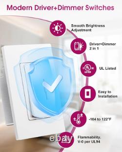 Interrupteur variateur et pilote LED dimmable 24V 60W 2 en 1, homologué UL à pôle unique