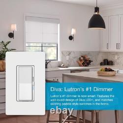 Interrupteur variateur intelligent Diva 2-pack pour lumières LED, compatible avec Alexa, sans neutre