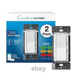 Interrupteur variateur intelligent Lutron Diva pour éclairage intelligent Caseta, blanc, lot de 2