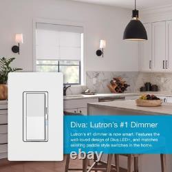 Interrupteur variateur intelligent Lutron Diva pour éclairage intelligent Caseta, blanc, lot de 2