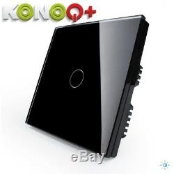Konoq + Verre De Luxe À Écran Tactile Led Smart Switch Dimmer, Noir, 1 Poste / 1way