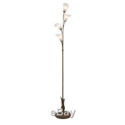 Lampe Traditionnelle Française Or Bronze Floor 4 Lumière En Verre Givré In-line Dimmer