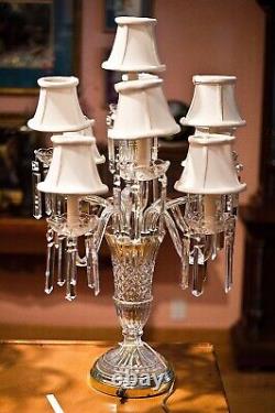 Lampe de table vintage à 9 bras en cristal avec variateur de lumière