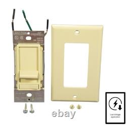 Leviton 6611-PI Variateur d’intensité coulissant Decora basse tension ivoire 600 VA, lot de 10