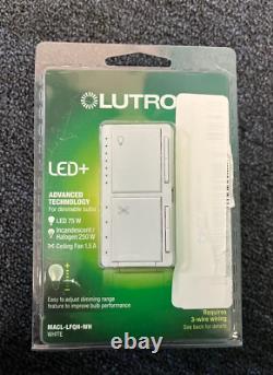 Lot de 10 contrôles de ventilateur et gradateurs de lumière Lutron MACL-LFQH-WH Maestro blanc