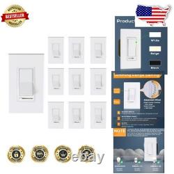 Lot de 10 interrupteurs variateurs coulissants à 3 voies, 150 W LED/CFL, 600 W incandescent, cuivre