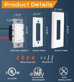 Lot de 10 interrupteurs variateurs coulissants à 3 voies, 150 W LED/CFL, 600 W incandescent, cuivre